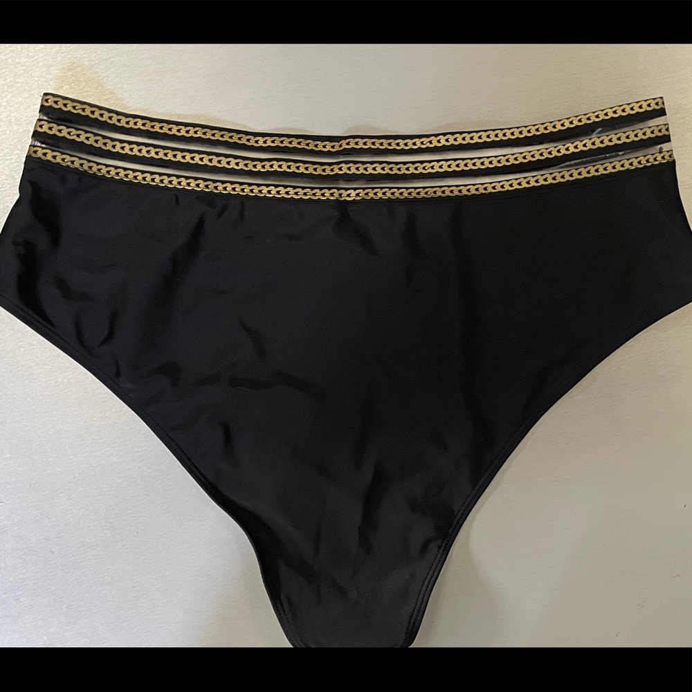 Shein  Black with gold mesh trim bikini bottoms 4X